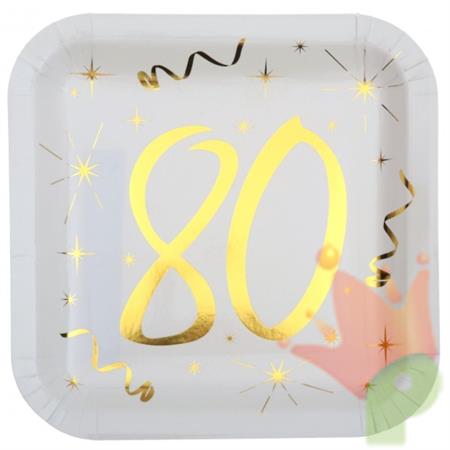 PIATTI BIANCHI 80 ANNI ORO 23 CM 10 PZ
