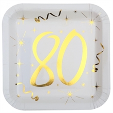 PIATTI BIANCHI 80 ANNI ORO 23 CM 10 PZ