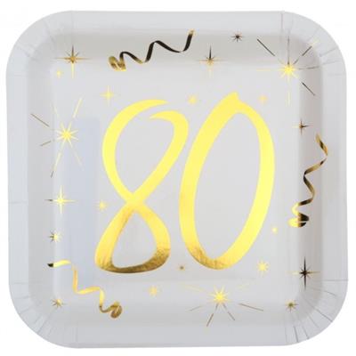 PIATTI BIANCHI 80 ANNI ORO 23 CM 10 PZ