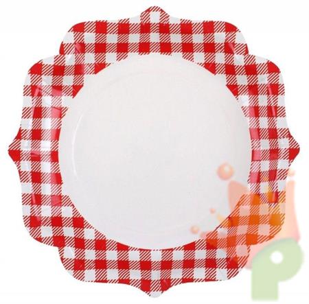 PIATTI BIANCHI ROSSI A QUADRETTI VICHY 21 CM 10 PZ