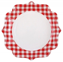 PIATTI BIANCHI ROSSI A QUADRETTI VICHY 21 CM 10 PZ