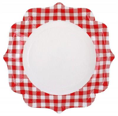 PIATTI BIANCHI ROSSI A QUADRETTI VICHY 21 CM 10 PZ