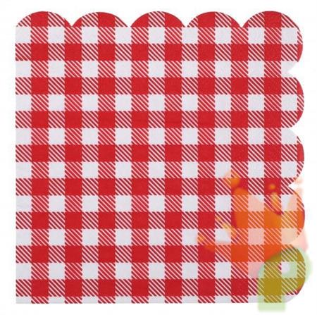 TOVAGLIOLI A QUADRETTI ROSSI E BIANCHI VICHY 33X33 20 PZ