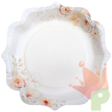 PIATTI DECORO FIORI BIANCHI 21 CM 10 PZ