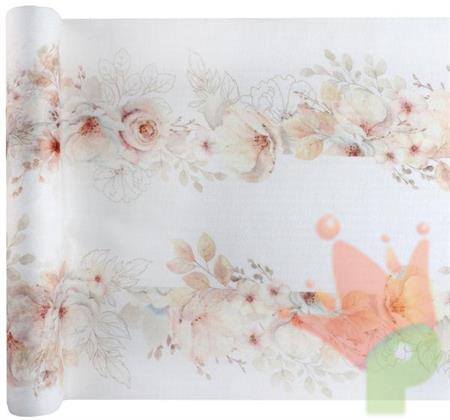 RUNNER TAVOLO DECORO FIORI BIANCHI 36 CM X 3 MT