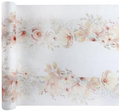 RUNNER TAVOLO DECORO FIORI BIANCHI 36 CM X 3 MT