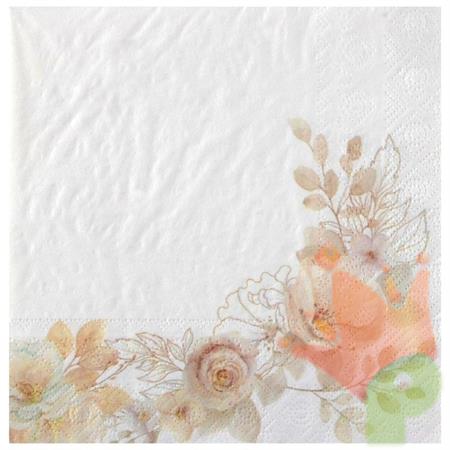 TOVAGLIOLI DECORO FIORI BIANCHI 33X33 20 PZ