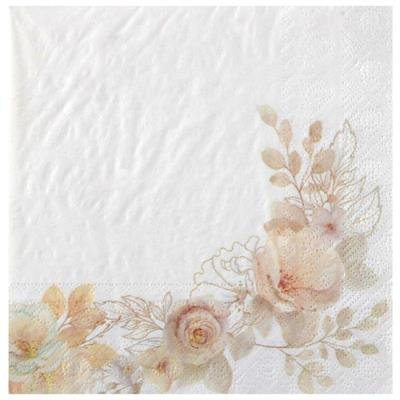 TOVAGLIOLI DECORO FIORI BIANCHI 33X33 20 PZ