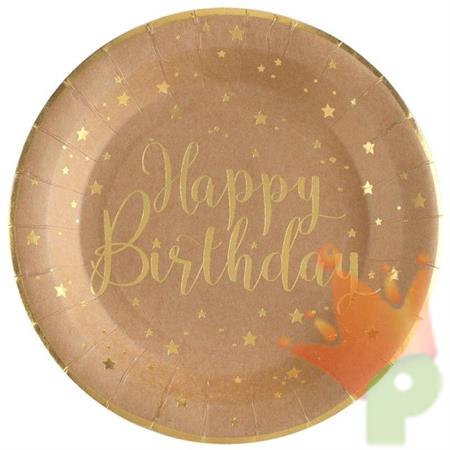 PIATTI KRAFT BUON COMPLEANNO ORO 22,5 CM 10 PZ