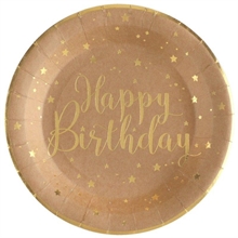 PIATTI KRAFT BUON COMPLEANNO ORO 22,5 CM 10 PZ