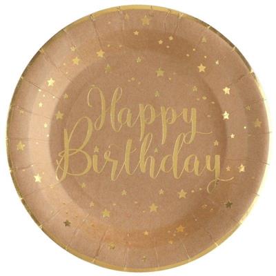 PIATTI KRAFT BUON COMPLEANNO ORO 22,5 CM 10 PZ