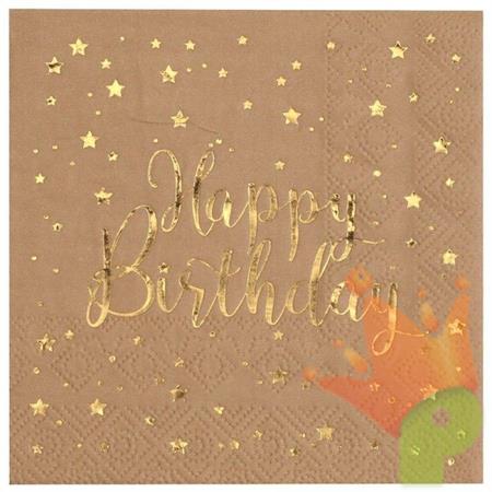 TOVAGLIOLI MARRONI HAPPY BIRTHDAY ORO 25X25 20 PZ