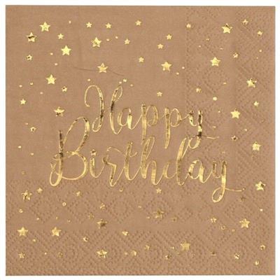 TOVAGLIOLI MARRONI HAPPY BIRTHDAY ORO 25X25 20 PZ