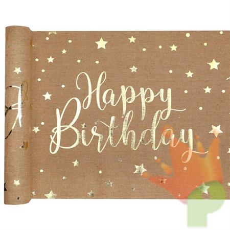 RUNNER TAVOLO KRAFT HAPPY BIRTHDAY ORO 28CMX3MT