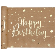 RUNNER TAVOLO KRAFT HAPPY BIRTHDAY ORO 28CMX3MT