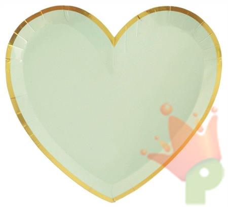 PIATTI A FORMA DI CUORE VERDE SALVIA 22,5X20 CM 10 PZ