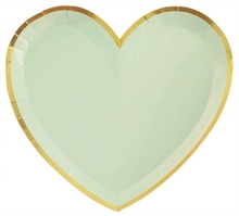 PIATTI A FORMA DI CUORE VERDE SALVIA 22,5X20 CM 10 PZ