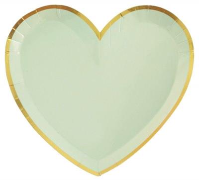 PIATTI A FORMA DI CUORE VERDE SALVIA 22,5X20 CM 10 PZ