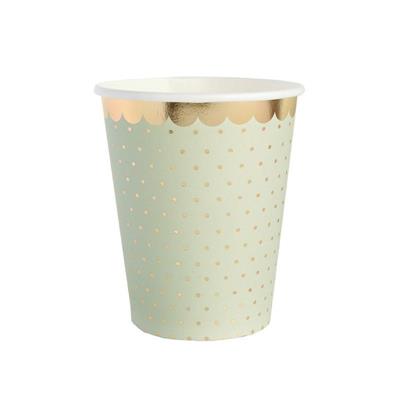 BICCHIERI IN CARTA VERDE SALVIA POIS ORO 10 PZ 27 CL