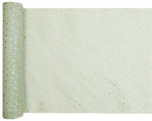 RUNNER DA TAVOLO VERDE SALVIA POIS ORO 26CMX3MT