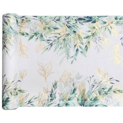 RUNNER DA TAVOLO DECO FOGLIE VERDI ORO 28CMX3MT