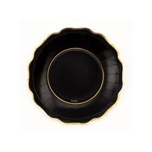 PIATTI IN CARTONCINO NERO BORDO ORO 27 CM 8 PZ