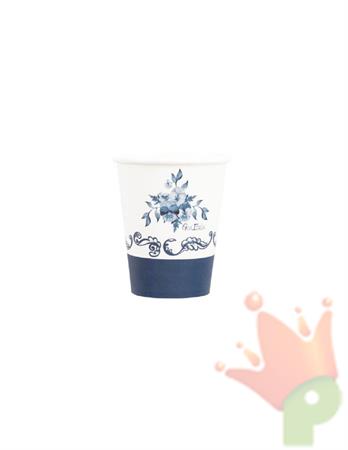 BICCHIERI IN CARTA BLUE POTTERY FLOREALE STILE INGLESE 250 CC