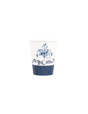 BICCHIERI IN CARTA BLUE POTTERY FLOREALE STILE INGLESE 250 CC