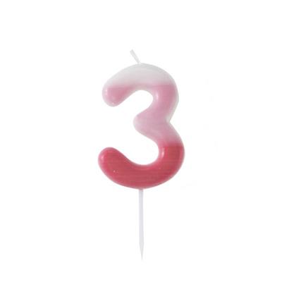 CANDELINA NUMERO 3 SFUMATA ROSA 6 CM