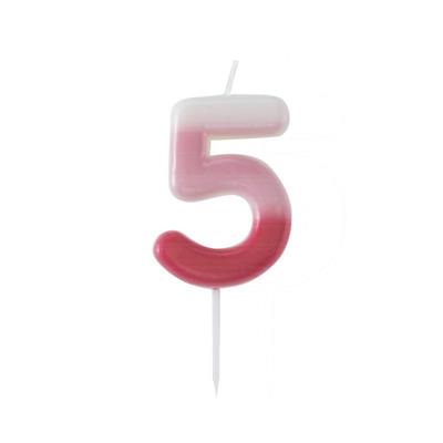 CANDELINA NUMERO 5 SFUMATA ROSA 6 CM