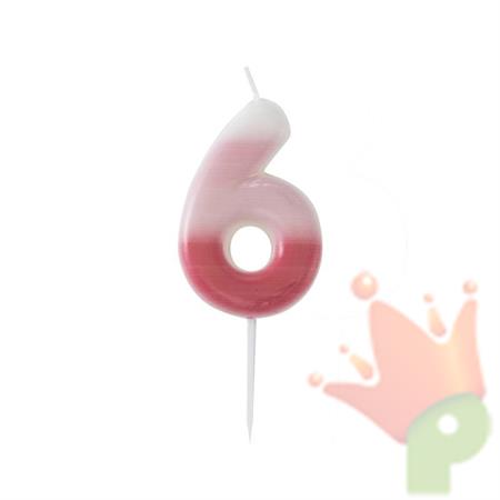 CANDELINA NUMERO 6 SFUMATA ROSA 6 CM