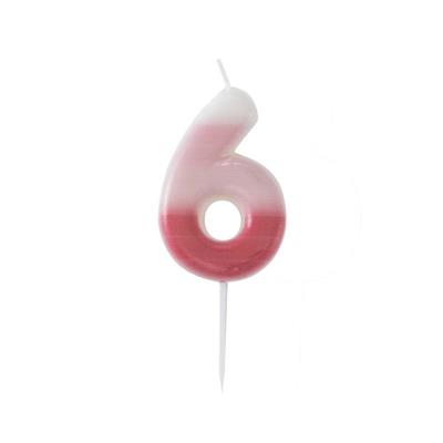 CANDELINA NUMERO 6 SFUMATA ROSA 6 CM