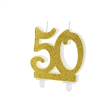 CANDELINA NUMERO 50 ORO GLITTER 7,5 CM