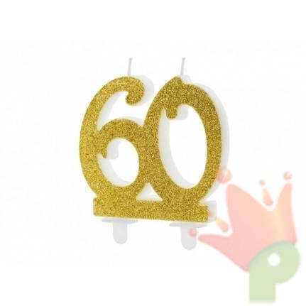CANDELINA NUMERO 60 ORO GLITTER 7,5 CM