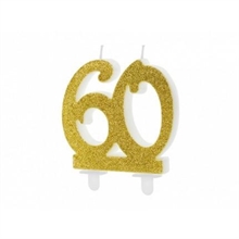 CANDELINA NUMERO 60 ORO GLITTER 7,5 CM