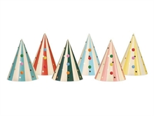 CAPPELLINI IN CARTA CIRCO CON POM POM 6 PZ 11 CM