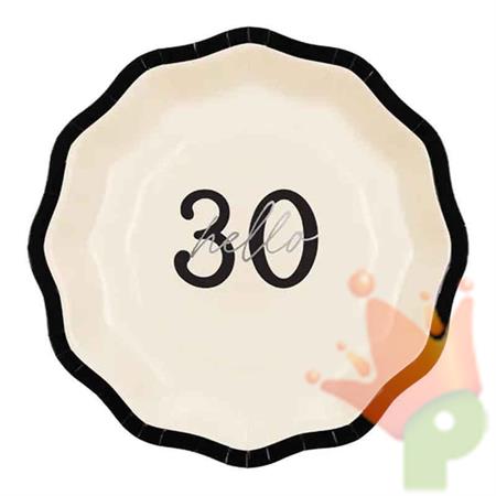 PIATTI HELLO 30 CREMA BORDO NERO 18 CM 6 PZ