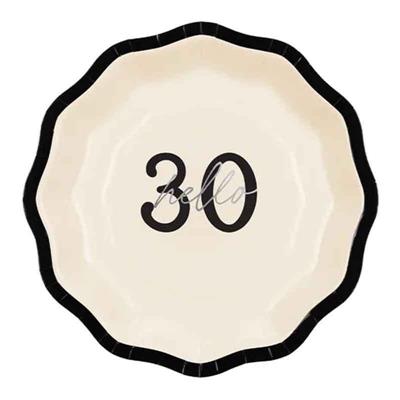PIATTI HELLO 30 CREMA BORDO NERO 18 CM 6 PZ