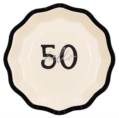 PIATTI HELLO 50 CREMA BORDO NERO 18 CM 6 PZ