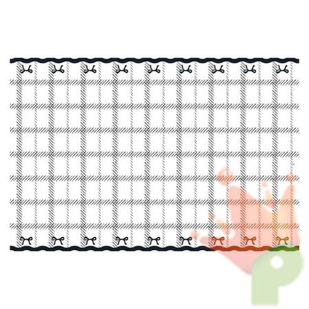 TOVAGLIA BIANCA IN PLASTICA CON FIOCCHI NERI 180X120 CM
