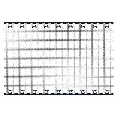TOVAGLIA BIANCA IN PLASTICA CON FIOCCHI NERI 180X120 CM