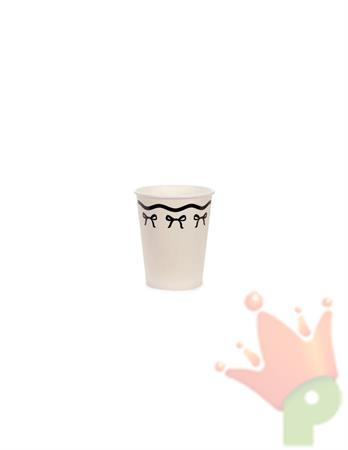 BICCHIERI IN CARTA CREMA CON FIOCCHI NERI 6 PZ 220 ML