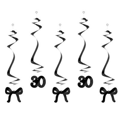 FESTONE PENDENTI 30 ANNI CON FIOCCHI NERI 5 PZ 50 CM