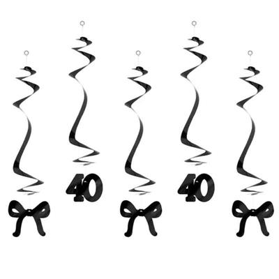 FESTONE PENDENTI 40 ANNI CON FIOCCHI NERI 5 PZ 50 CM