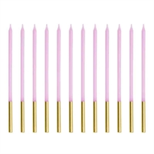 CANDELINE STELO LILLA CON BASE ORO 12 PZ 14 CM