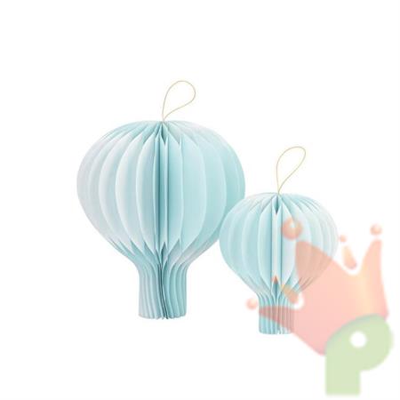 MONGOLFIERE IN CARTA NIDO D'APE AZZURRO 2 PZ 20/30 CM