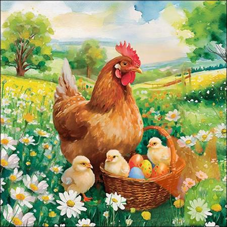 TOVAGLIOLI DECORO PULCINI NEL PRATO 33X33 20 PZ