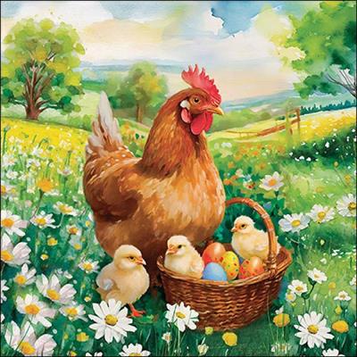 TOVAGLIOLI DECORO PULCINI NEL PRATO 33X33 20 PZ