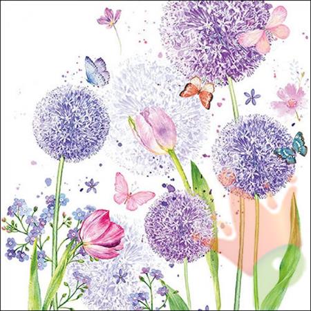 TOVAGLIOLI TEMA PRIMAVERA FIORI E FARFALLE 33X33 CM 20 PZ