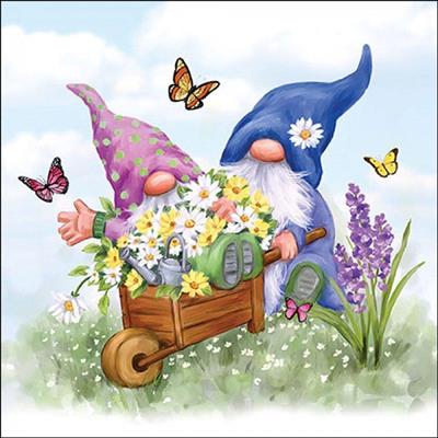 TOVAGLIOLI DECORO GNOMI NEL GIARDINO 33X33 CM 20 PZ